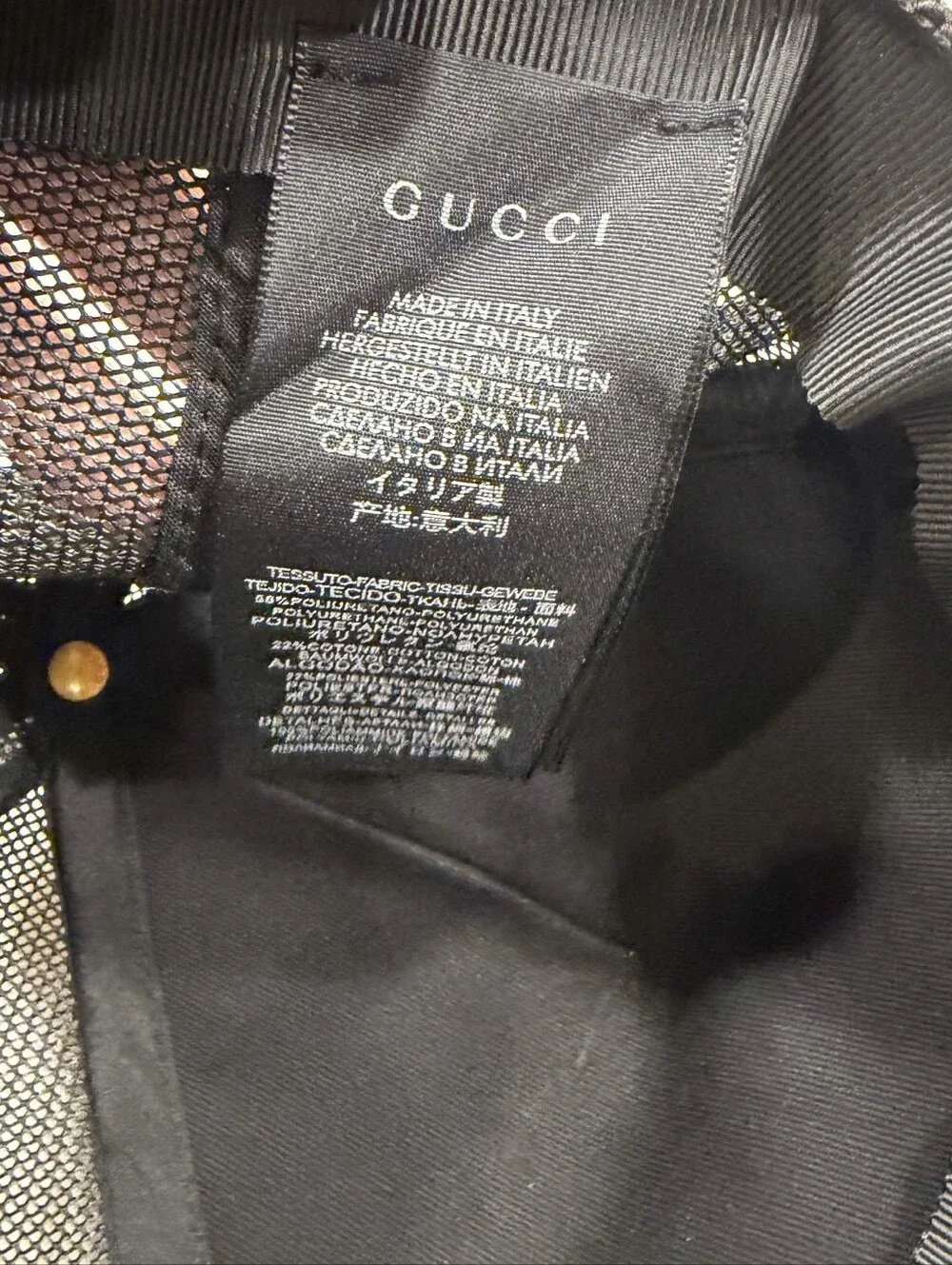 Gucci Kingsnake Print GG Supreme Baseball Hat in Black/Grey Size M